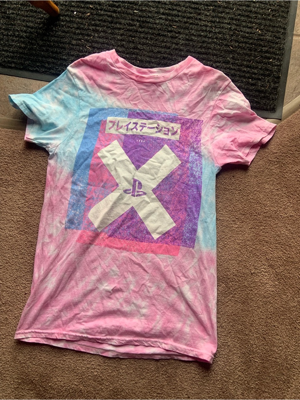 Sony Tie-Dye Tee in Pink & Blue with PlayStation Graphic